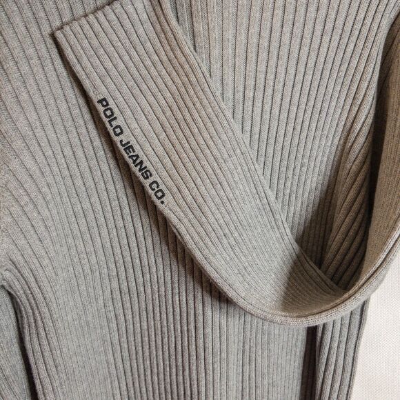 Vintage Y2K Polo Jeans Co. by Ralph Lauren Ribbed Knit Crew Sweater Grey XXL - Picture 4 of 16